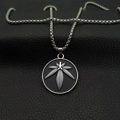 Round Hemp Leaf Pendant for Men –