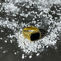 Gold Onyx Greek Ring