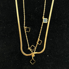 Black leaf double pendant